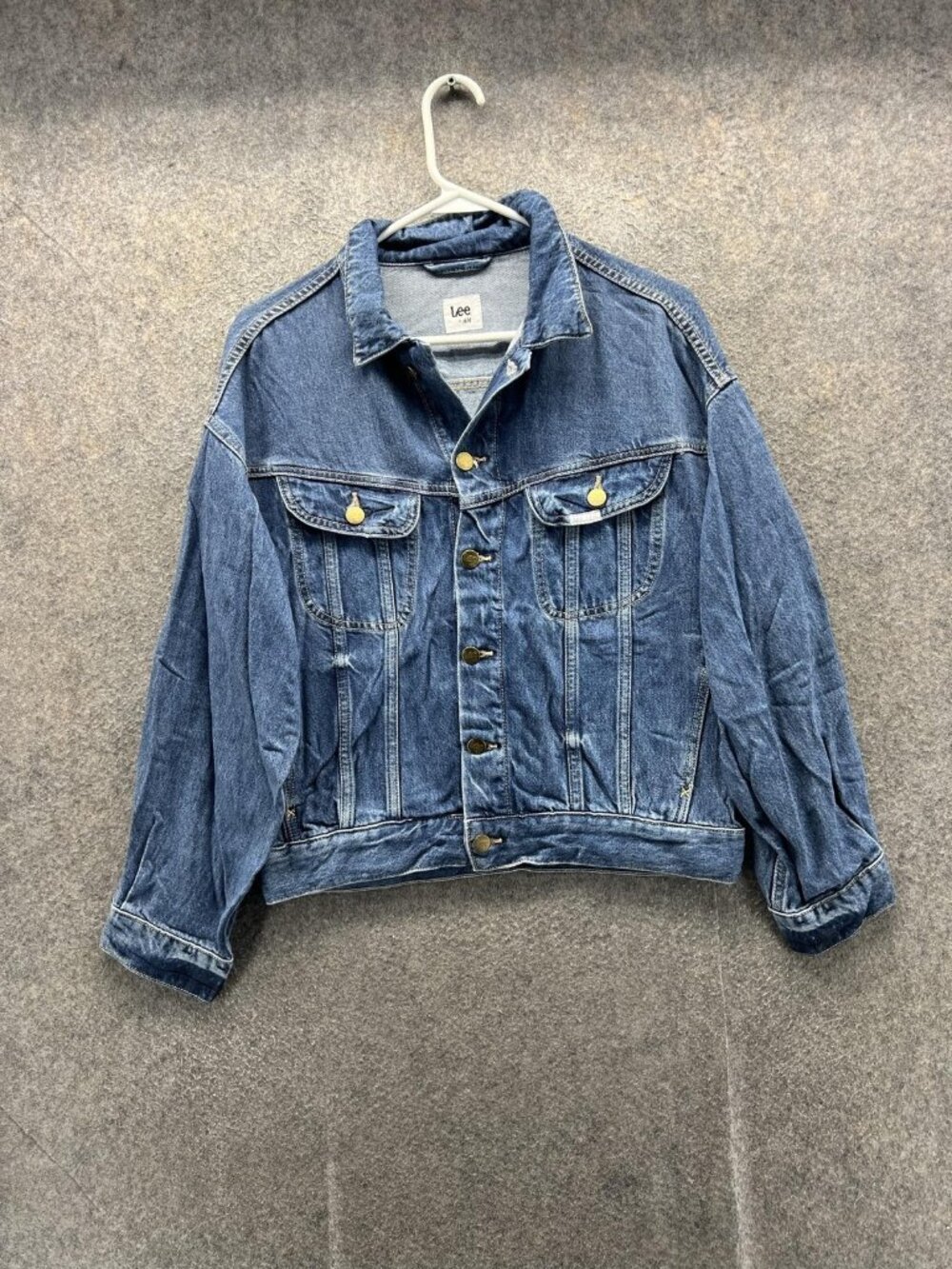 Lee X H&M Jacket Women XS Blue Denim Button Front Short Trucker Casual Collared